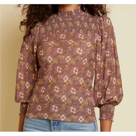 Nation Sandrine Floral Smocked Tee Size Small - Picture 1 of 10